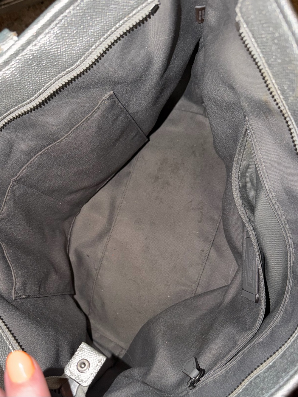 Coach Metallic Silver City Tote Bag - Picture 7 of 7